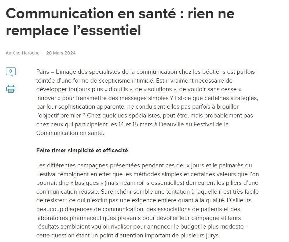 Communication en santé : rien ne remplace l’essentiel - JIM - Festival ...